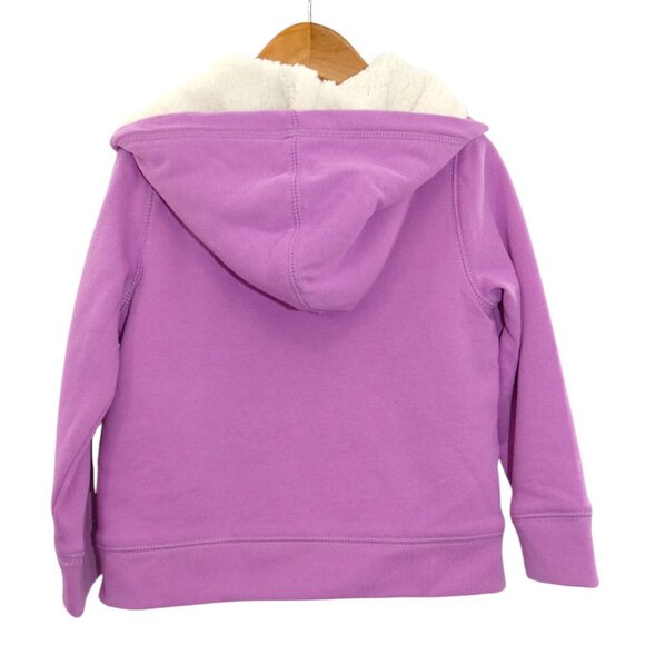 NWT Baby Gap Sherpa Lined Kanga Hoodie Size 4T Purple Sparkle Stars Logo Jacket - Picture 3 of 9